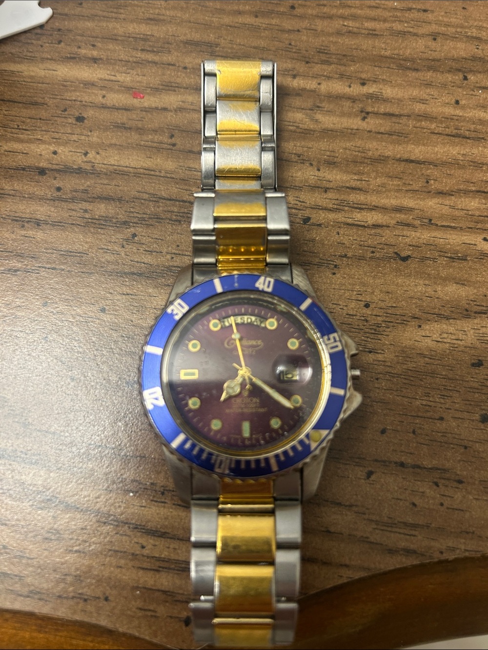 Croton Two-Tone Gold and Blue Men's Bracelet Watch